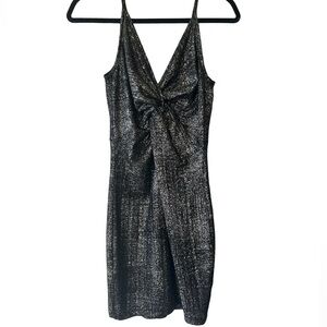 ASTR Black Bronze Gold Metallic Mini Dress Medium